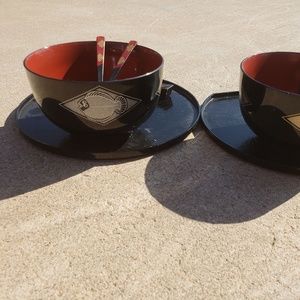 Japanese Miso Salad Bowls, Trays, Utensils & Rest